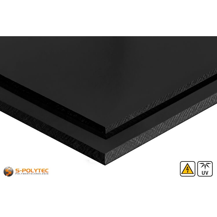 Elektrisch leitendes Polyethylenplatten in schwarz in Stärken von 3mm - 60mm als Standardplatte 2,0 x 1,0 Meter - Detailansicht