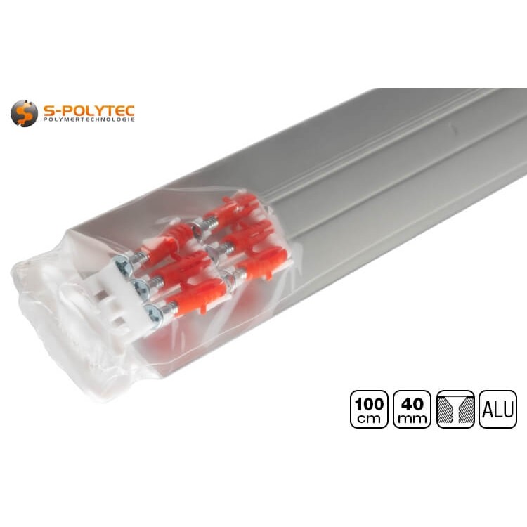 Die gelochten 40mm Alu-Übergangsprofile sind in den Farben Silber, Sahara, Gold oder Edelstahl matt erhältlich