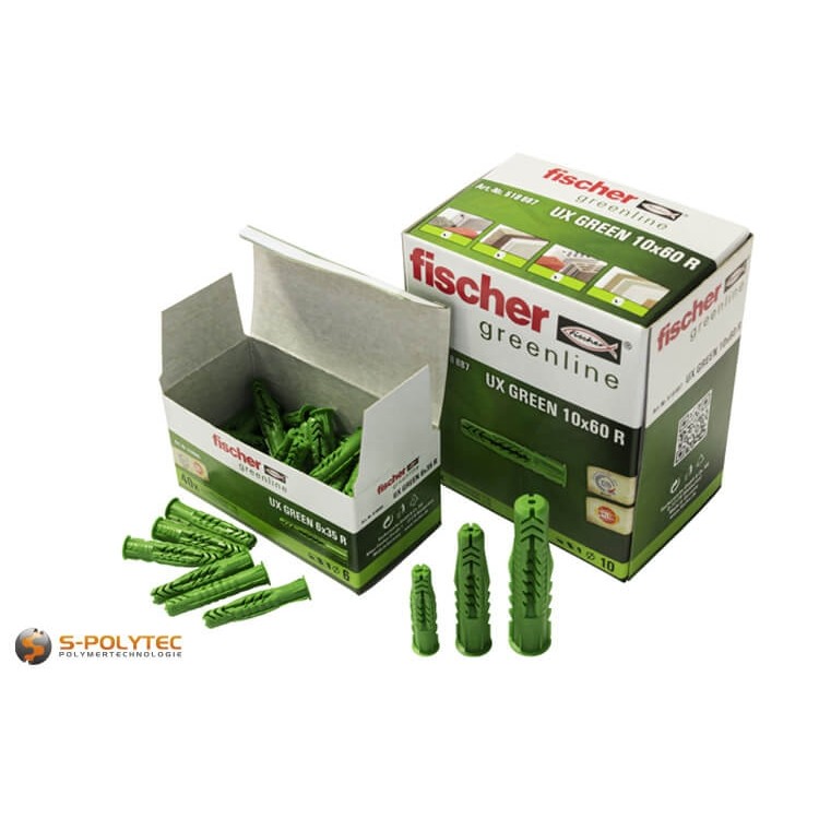 fischer Universaldübel UX Green ist zu mindestens 50% aus biobasierten Kunststoffen