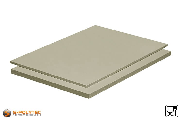 Polypropylen Platten (PP-H) grau (ähnlich RAL7032) in Stärken von 1mm - 50mm als Standardplatte im Format 2x1 Meter