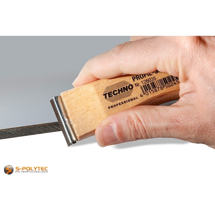 Professioneller Profil-Schaber mit 35mm Wechselklinge zum Entgraten und Schaben von ebenen Flächen