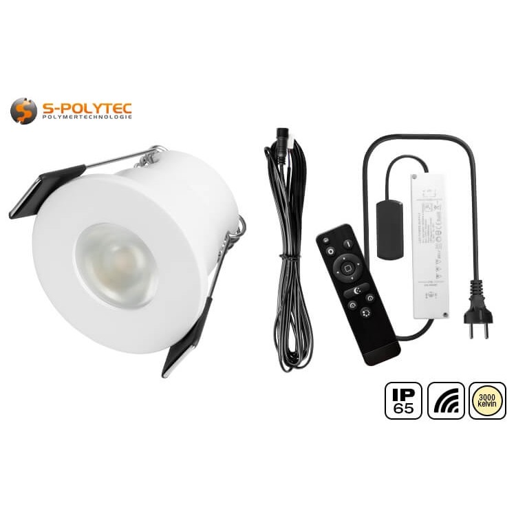 S-Polylight Outdoor-LED-Einbauspots Ø36mm im kompletten Set mit 4, 6, 8, 10 oder 12 weiß lackierten Spots