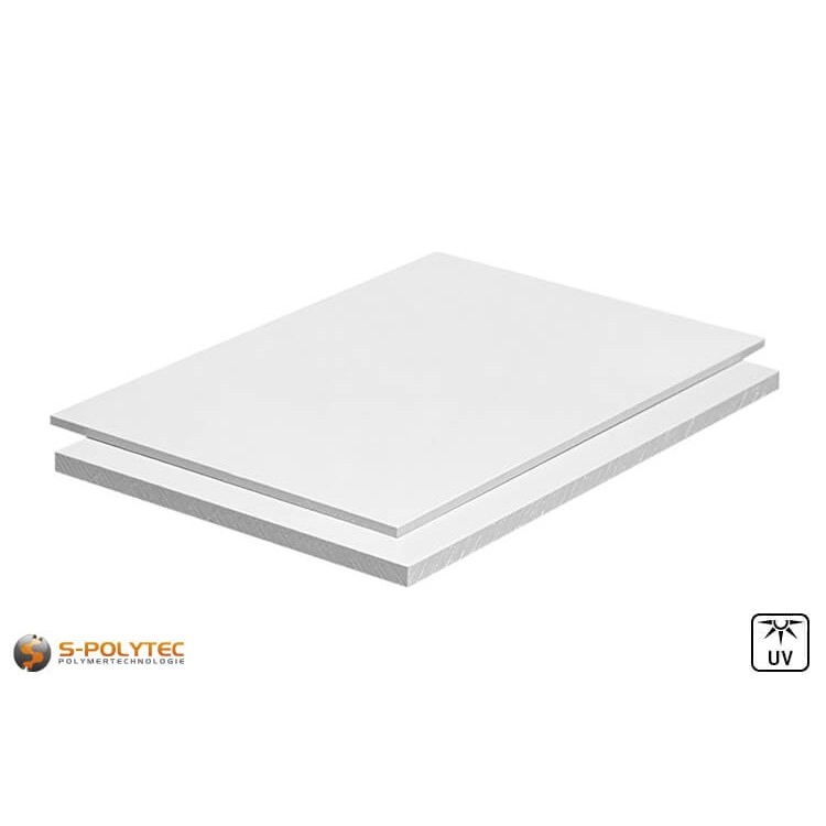 UV-stabilisierte Hart-PVC Platten (PVC-CAW, PVCU) in Weiß im millimetergenauen Zuschnitt ab 30mm x 30mm