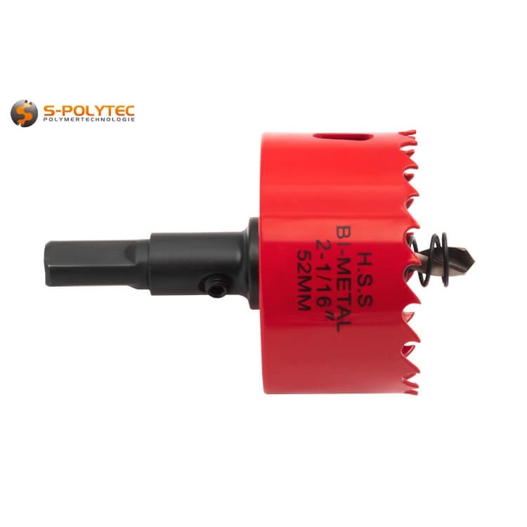 Die Lochsäge mit Ø 52mm erreicht eine Schnitttiefe von 24mm in einem Durchgang 