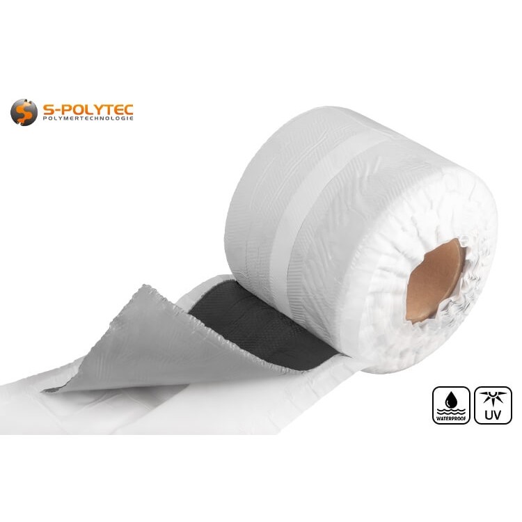 Der dreilagige Bleiersatz in Schwarz mit Aluminium-Streckmetall ist flexibel und sehr leicht formbar