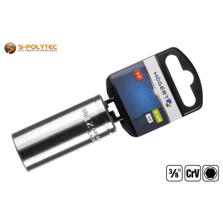 Die Stecknüsse mit 65mm Länge sind für alle Knarren, Ratschen und Drehmomentschlüssel mit 3/8 Zoll Antrieb