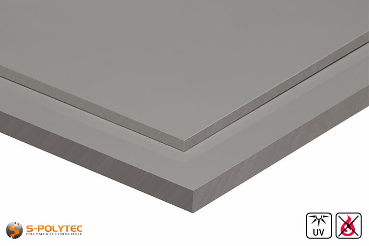 PVC Platten Hellgrau aus Hart-PVC (PVCU) in Stärken von 3mm - 30mm - Detailansicht