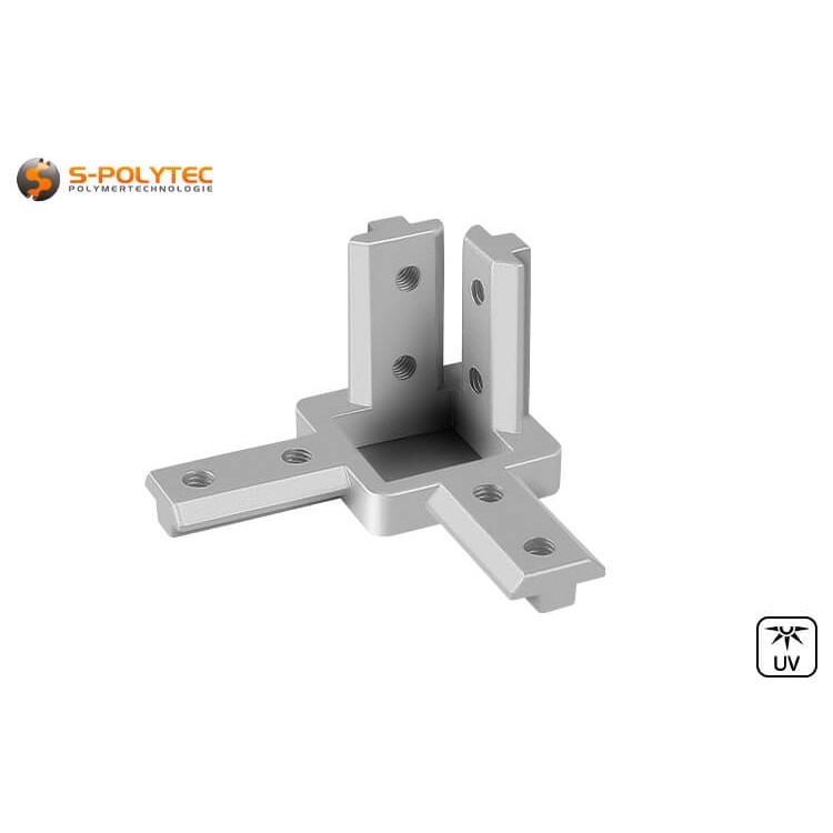 Die Einsteck-Profilverbinder sind in drei Größen für Profile in 20x20mm, 30x30mm und 40x40mm erhältich