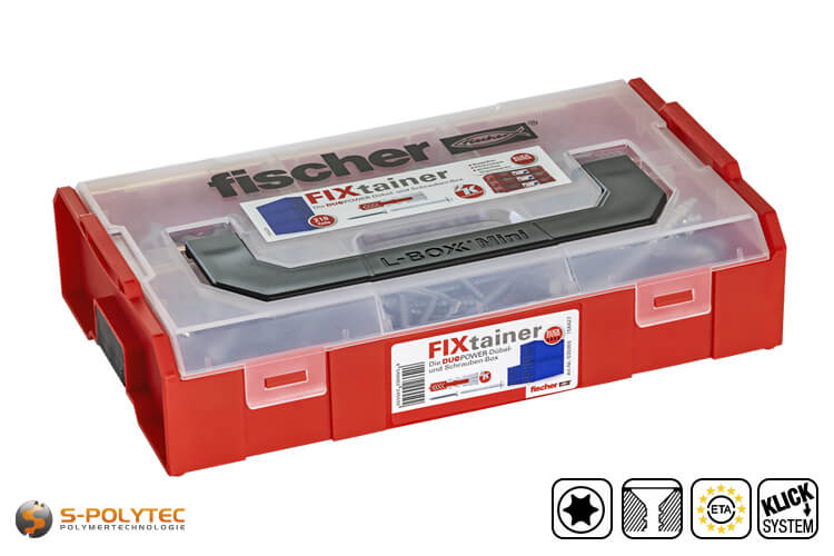 fischer FIXtainer DuoPower-Dübel und Schrauben-Box - Intelligente Universaldübel mit passenden Schrauben in der L-BOXX Mini