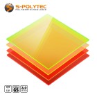 Fluoreszierendes Acrylglas GS farbig getönt mit Neon-Leuchteffekt im millimetergenauen Zuschnitt bereits ab 30mm x 30mm