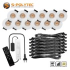 S-Polylight Outdoor-LED-Einbauspots Ø36mm im kompletten Set mit 4, 6, 8, 10 oder 12 weiß lackierten Spots