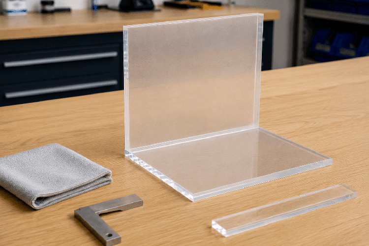 Acrylglasplatten vor dem Kleben rechtwinklig ausrichten