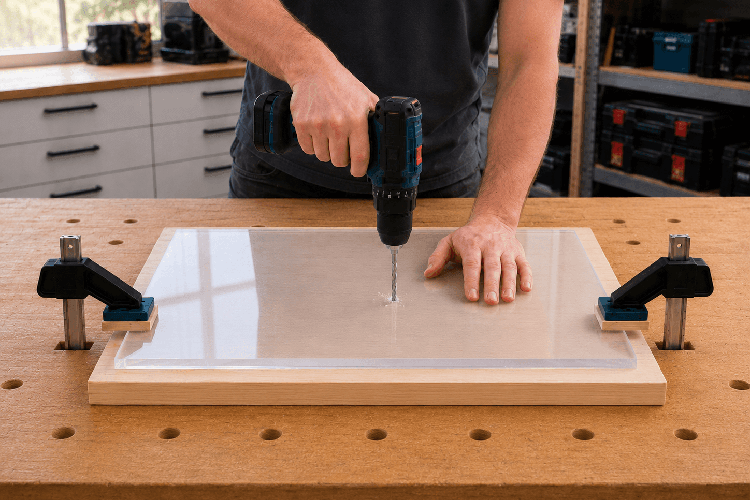 Acrylglas mit gleichmäßigem Vorschub und ohne Schlag bohren