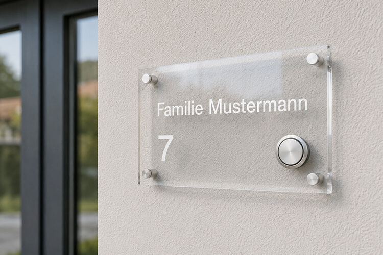 Acrylglasscheibe als individuell graviertes Klingelschild