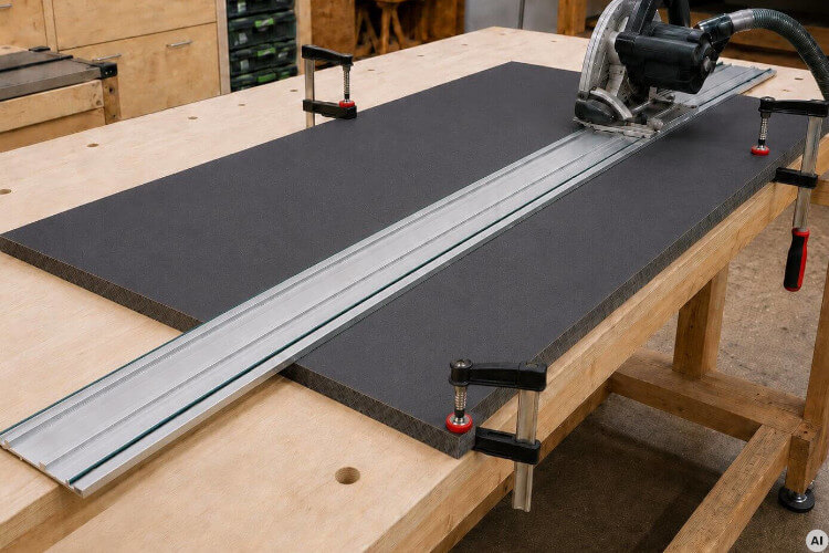 HPL-Platte mit einer geeigneten Säge zuschneiden