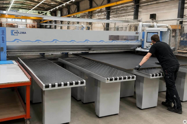 HPL-Zuschnitt auf der HOLZMA HPP 350 bei S-Polytec